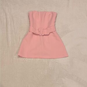 Amanda Uprichard Dusty Pink Strapless Mini with Smocked Back